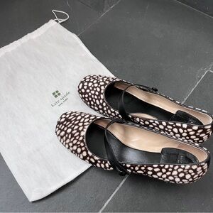 Kate Spade ♠️ Mary Jane, kitten heels, brown/cream cheetah print, leather, 9